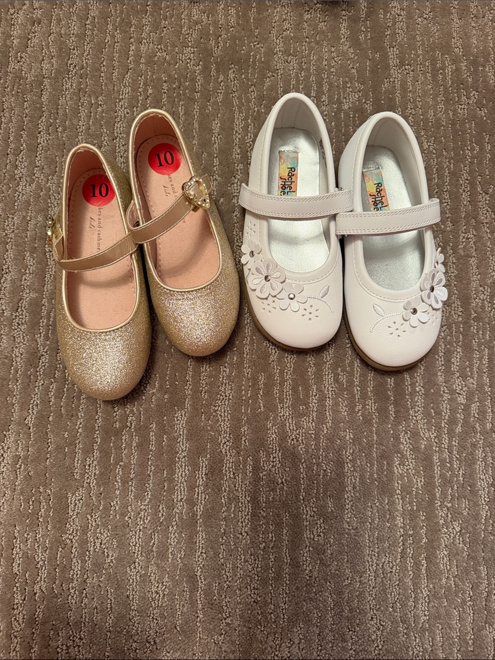 Carter's Gold Glitter and White Floral Mary Janes